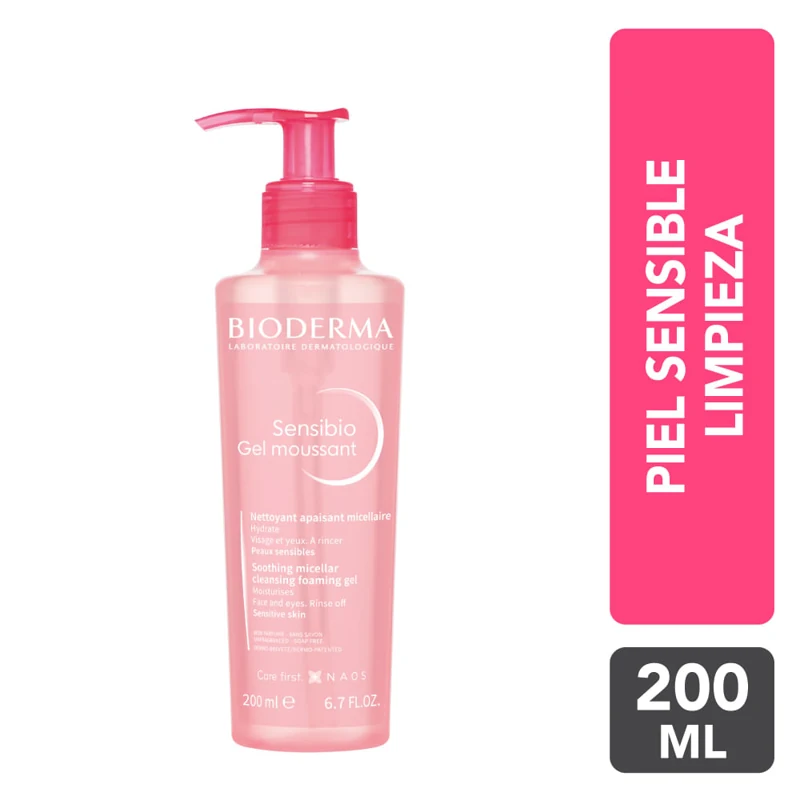 BIODERMA SENSIBIO GEL LIMPIADOR FACIAL X 200 ML MOUSSANT PIEL SENSIBLE