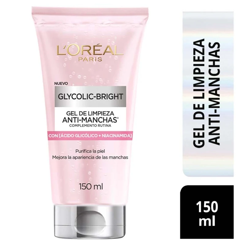 LOREAL GEL DE LIMPIEZA FACIAL X 150 ML GLYCOLIC BRIGHT ANTI-MANCHAS