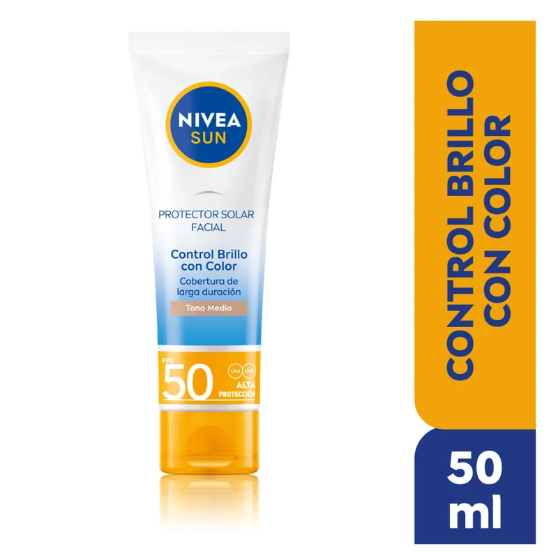 NIVEA SOLAR BLOQUEADOR FPS 50 X 050 ML FACIAL CONTROL BRILLO CON COLOR TONO MEDI