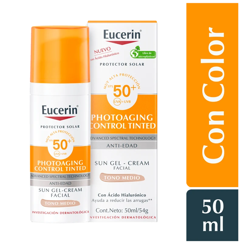 EUCERIN BLOQUEADOR FACIAL CON COLOR FPS 50 X 50 ML PHOTOAGING CONTROL ANTI-EDA