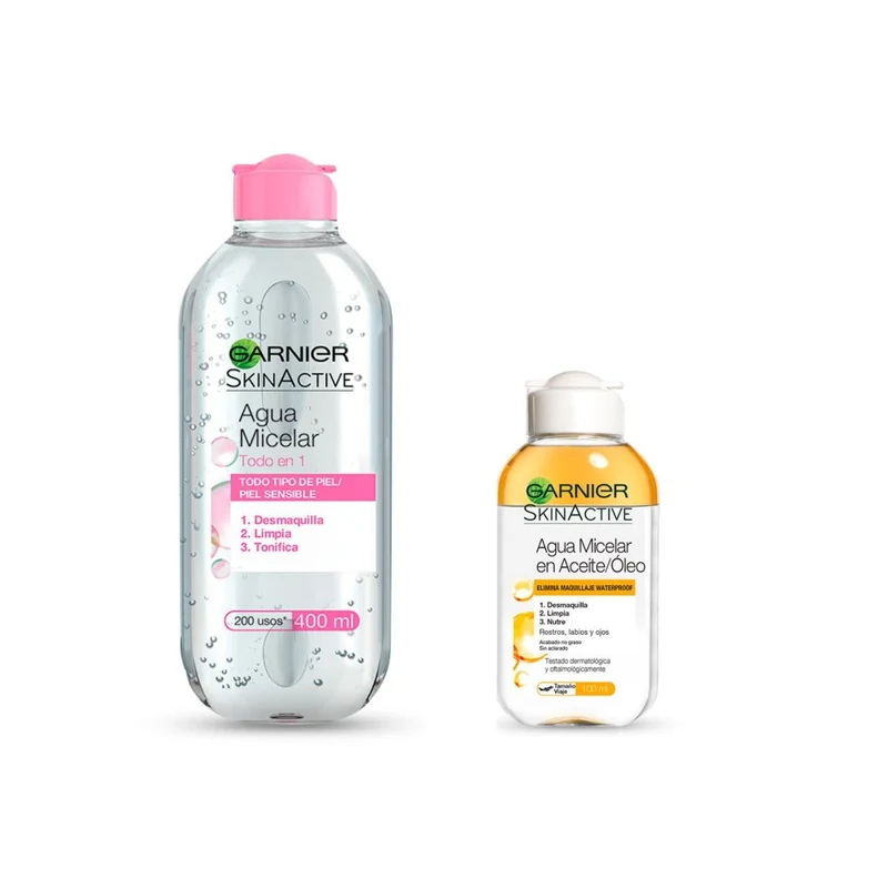 GARNIER ESTUCHE AGUA MICELAR 400 ROSADA/OLEO MICELAR 100 ML