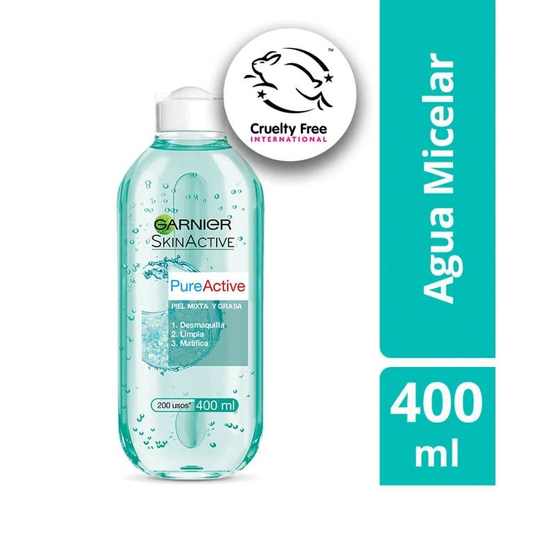 GARNIER AGUA MICELAR X 400 ML PURE ACTIVE P.MIXTA