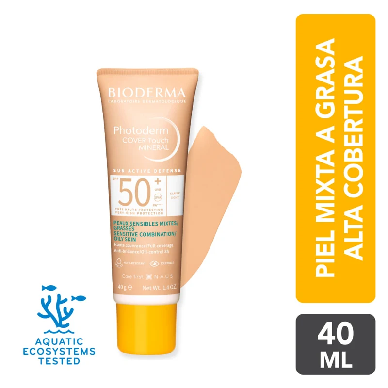 BIODERMA PHOTODERM BLOQUEADOR FACIAL CR C/COL SPF 50 X 40 G COVER TOUCH TONO CLA