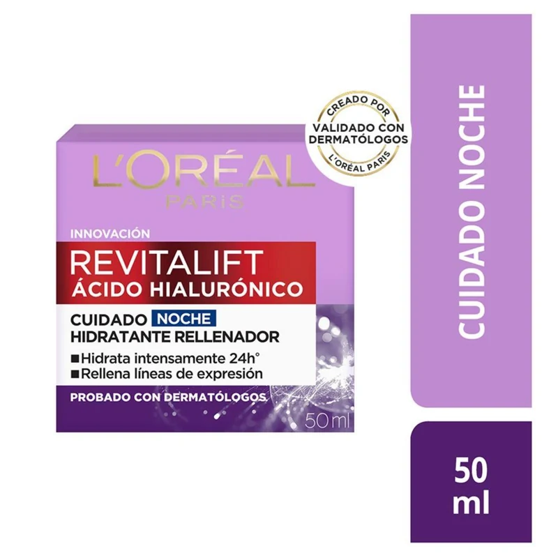 LOREAL CREMA REVITALIFT X 050 ML ACIDO HIALURONICO NOCHE