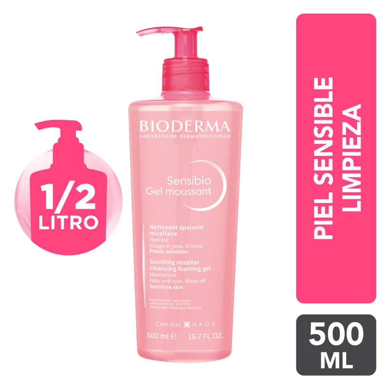 BIODERMA SENSIBIO GEL LIMPIADOR FACIAL X 500 ML MOUSSANT PIEL SENSIBLE