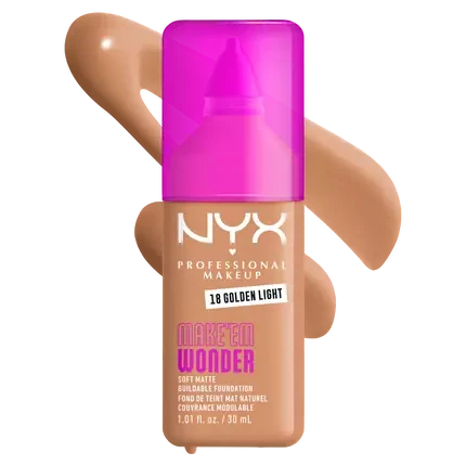 NYX MAKE EM WONDER SOFT MATTE BUILDABLE FOUNDATION - TONO 18 GOLDEN LIGHT (30 ML)
